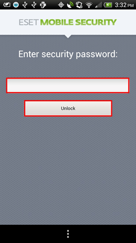 ESET Mobile Security, Enter Password